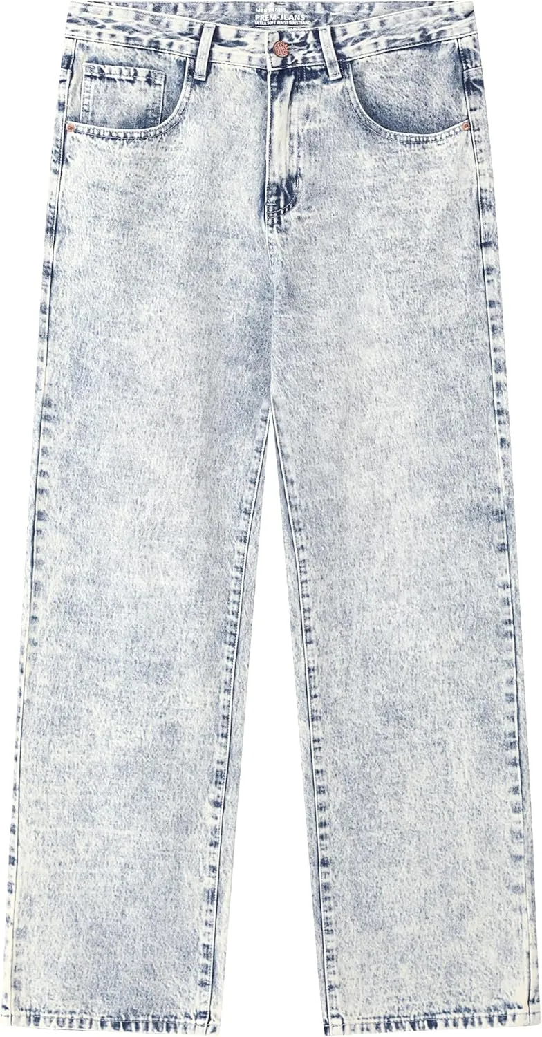 Men's Non-Stretch Loose Fit Wide-Leg Baggy Jeans Pants