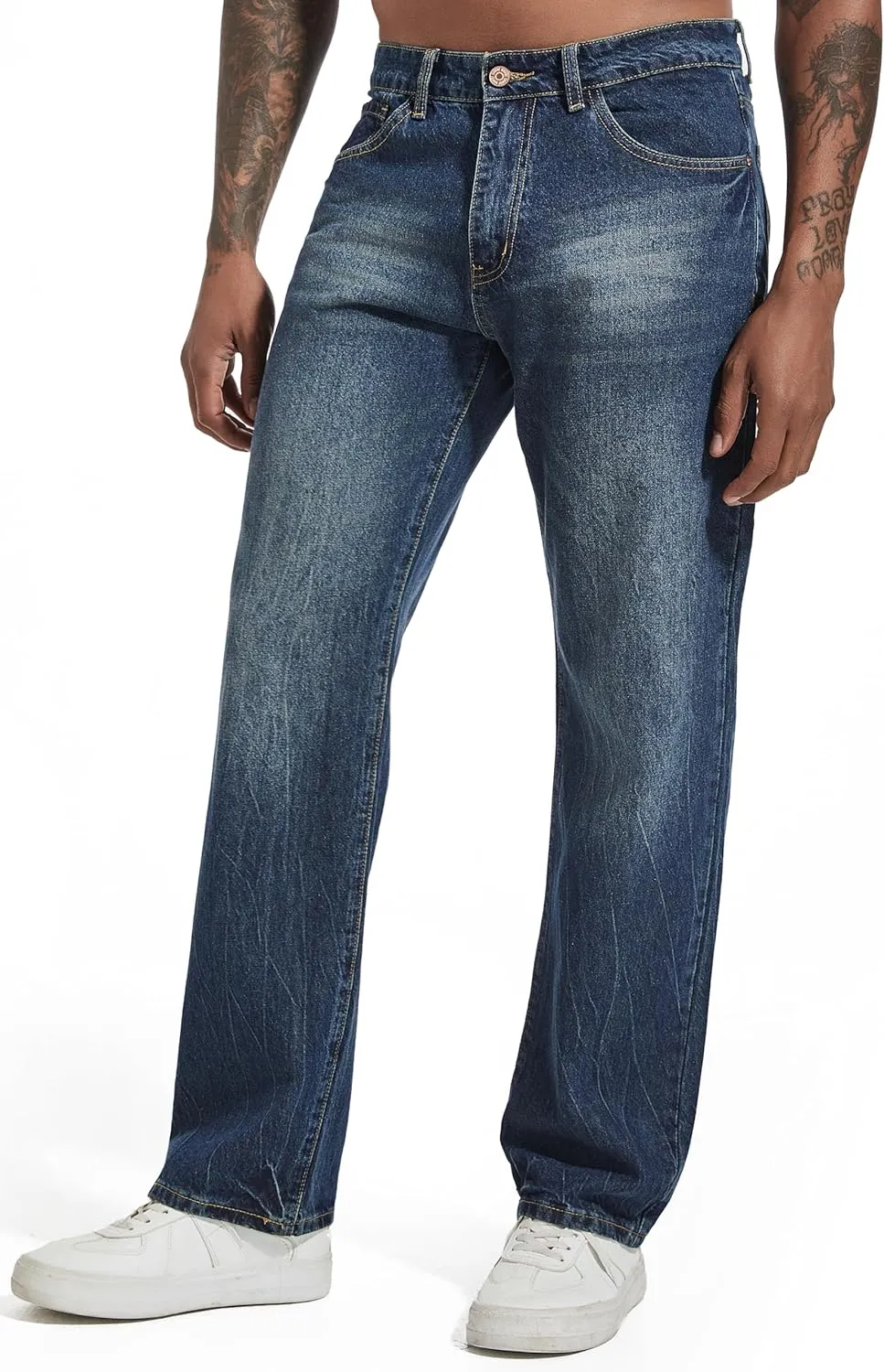 Men's Non-Stretch Regular Fit Straight-Leg Denim Pants Jeans