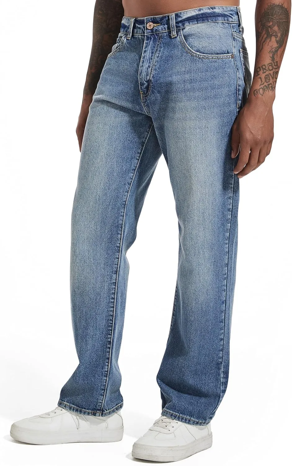Men's Non-Stretch Regular Fit Straight-Leg Denim Pants Jeans