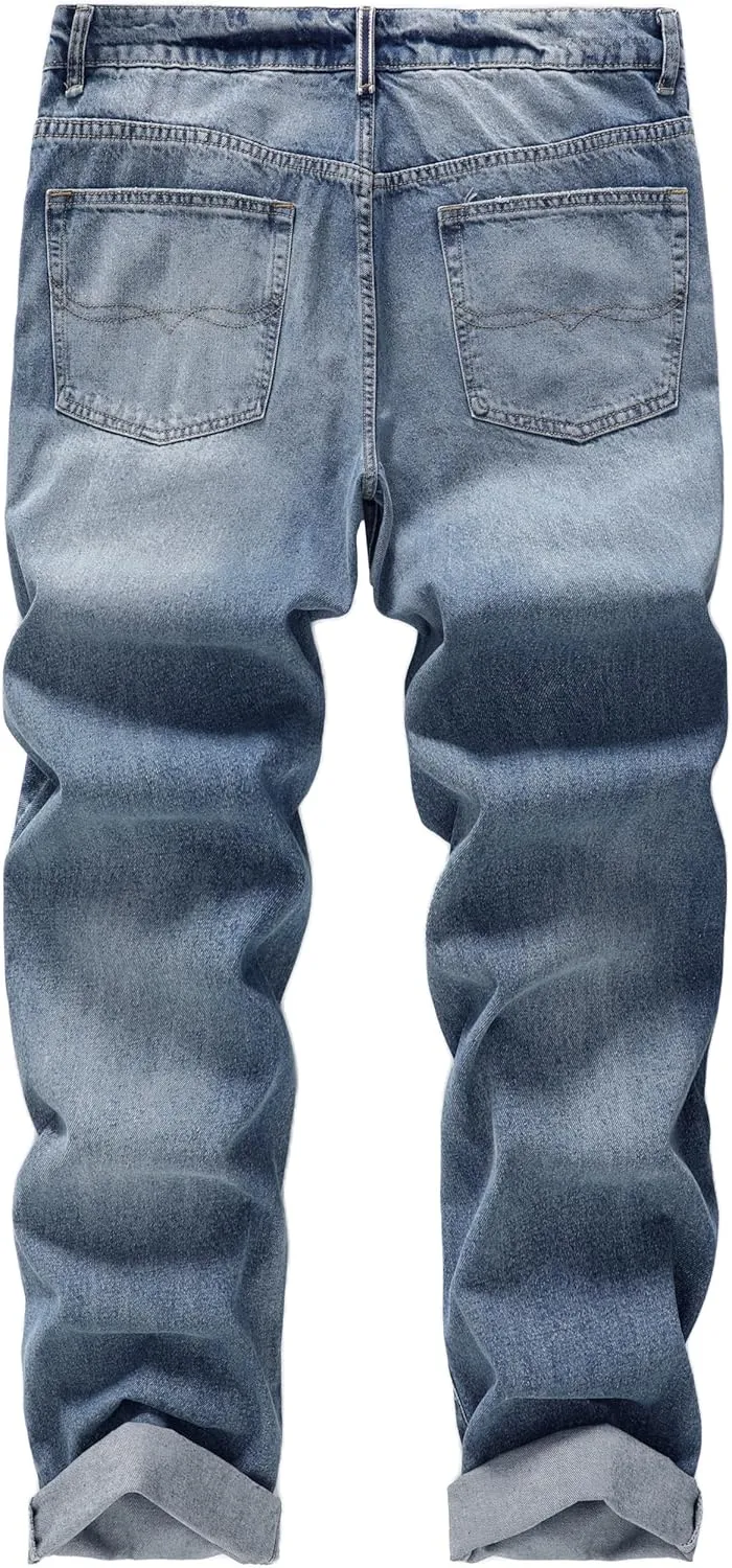 Men's Non-Stretch Regular Fit Straight-Leg Denim Pants Jeans