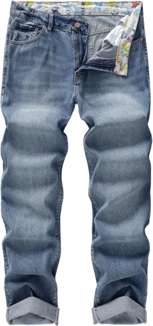 Men's Non-Stretch Regular Fit Straight-Leg Denim Pants Jeans
