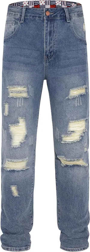 Men's Non-Stretch Regular Fit Straight-Leg Denim Pants Jeans