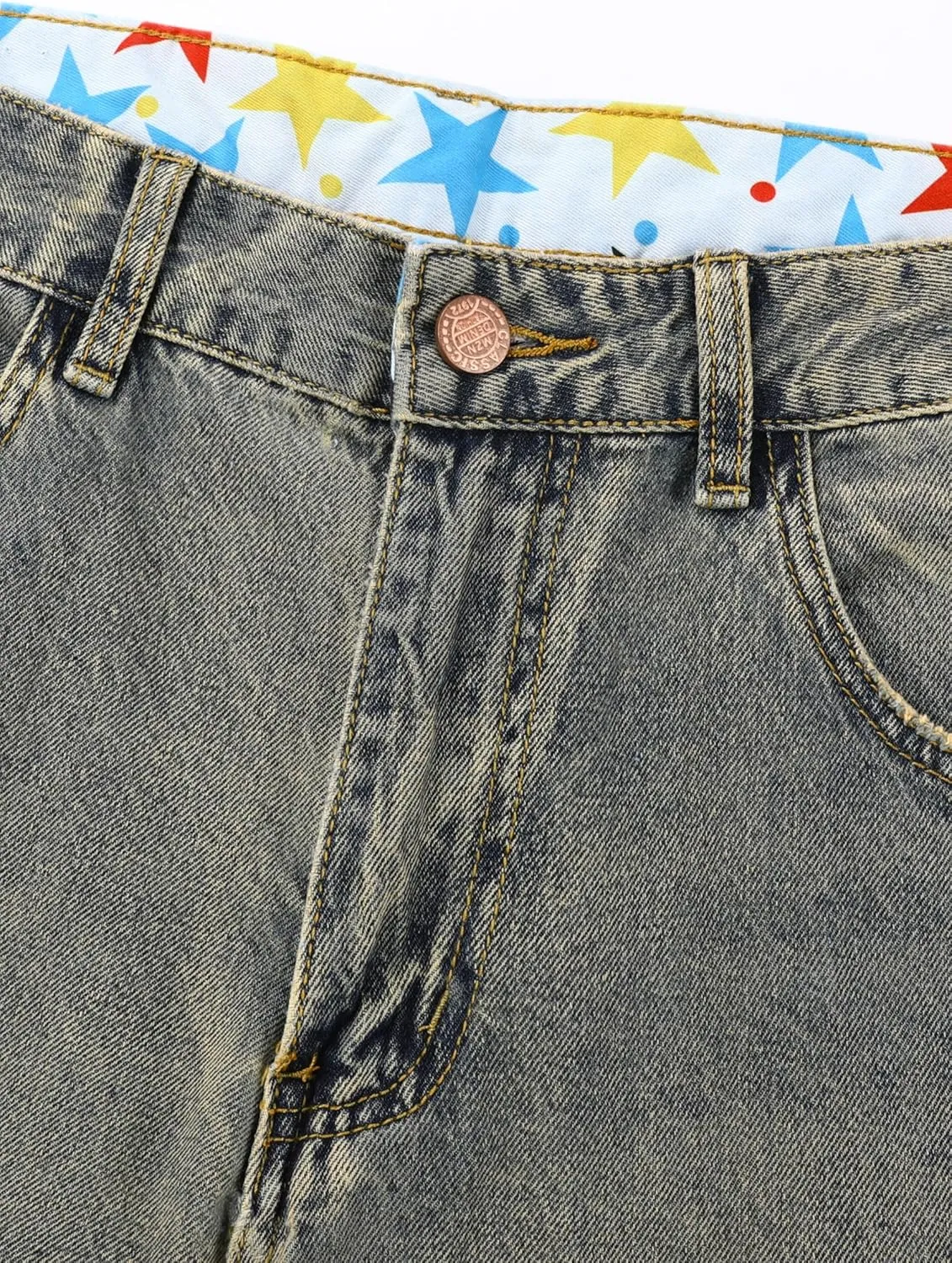 Men's Non-Stretch Regular Fit Straight-Leg Denim Pants Jeans