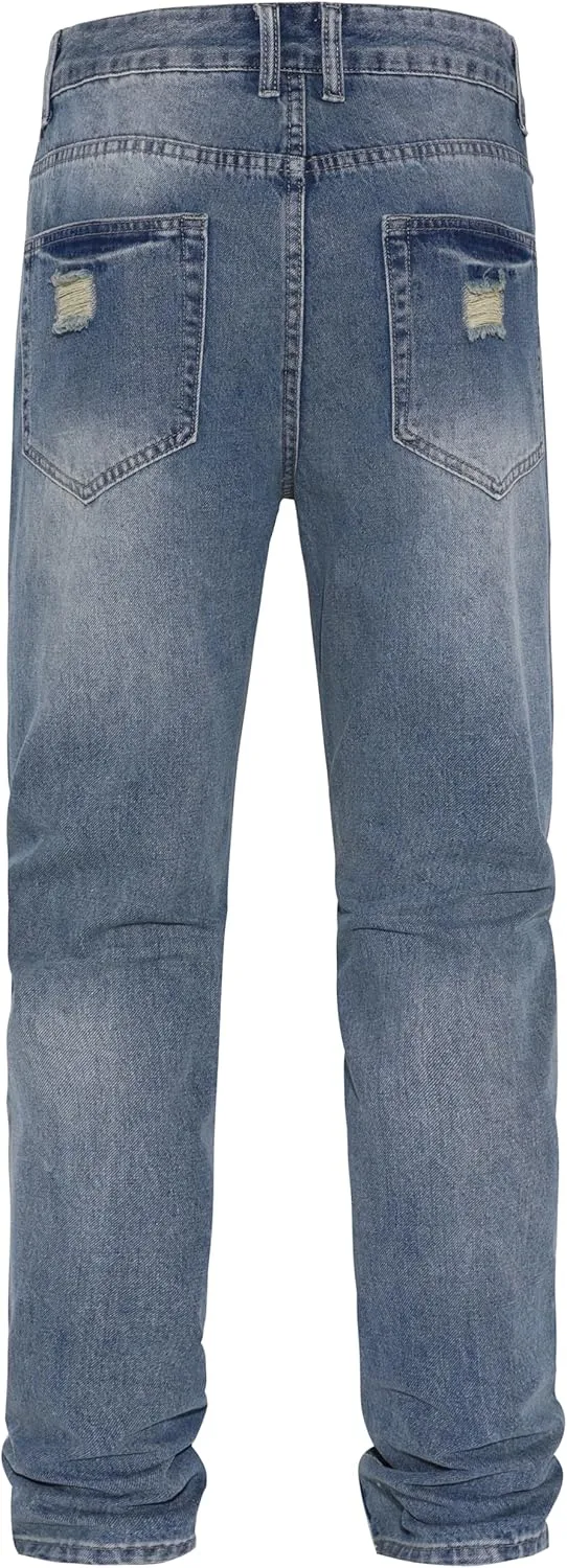 Men's Non-Stretch Regular Fit Straight-Leg Denim Pants Jeans
