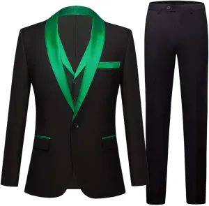 Men's Notch Lapel Suits Groom Tuxedos Bridegroom Wedding Dinner Suits 3PCS (Jacket Pants Vest)
