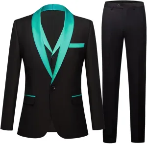 Men's Notch Lapel Suits Groom Tuxedos Bridegroom Wedding Dinner Suits 3PCS (Jacket Pants Vest)