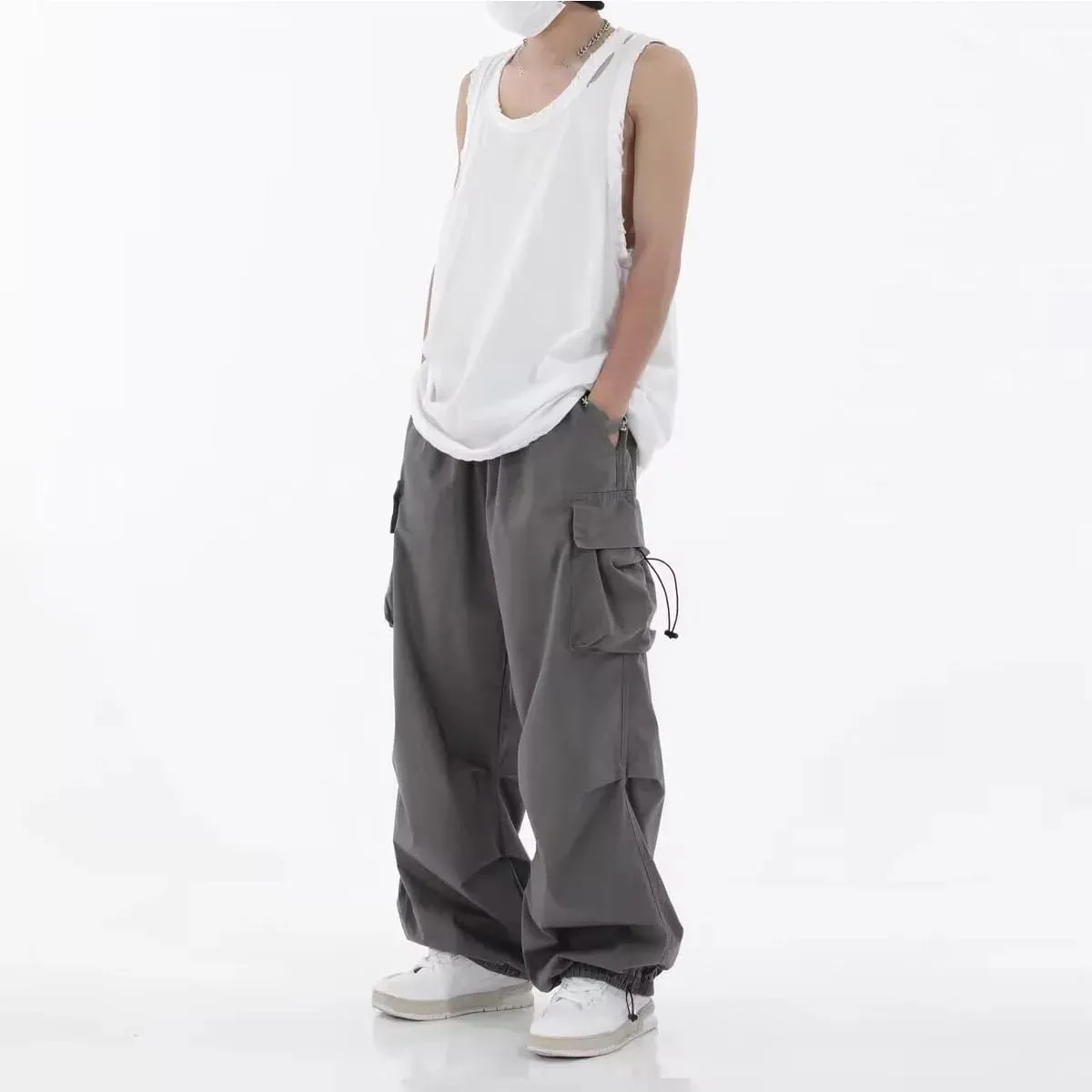 Men's Pants High Street Wide Leg Cargo Streetwear Harem