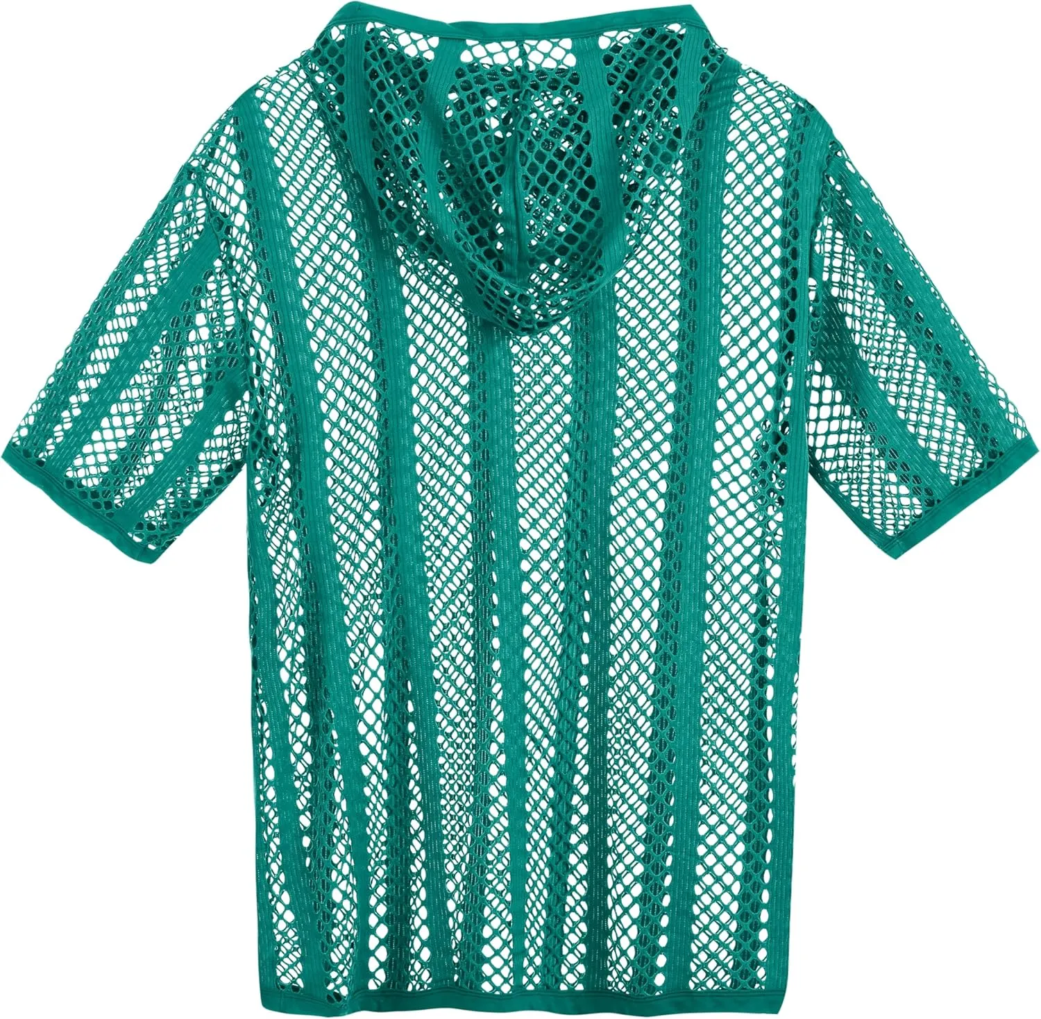 Men's Sexy See Through Fishnet Hoodies Short Sleeve T-Shirt Sheer Mesh Pullover