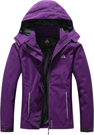 MOERDENG Women's Waterproof Rain Jacket Lightweight Raincoat Hooded Hiking Jacket Softshell Windbreaker