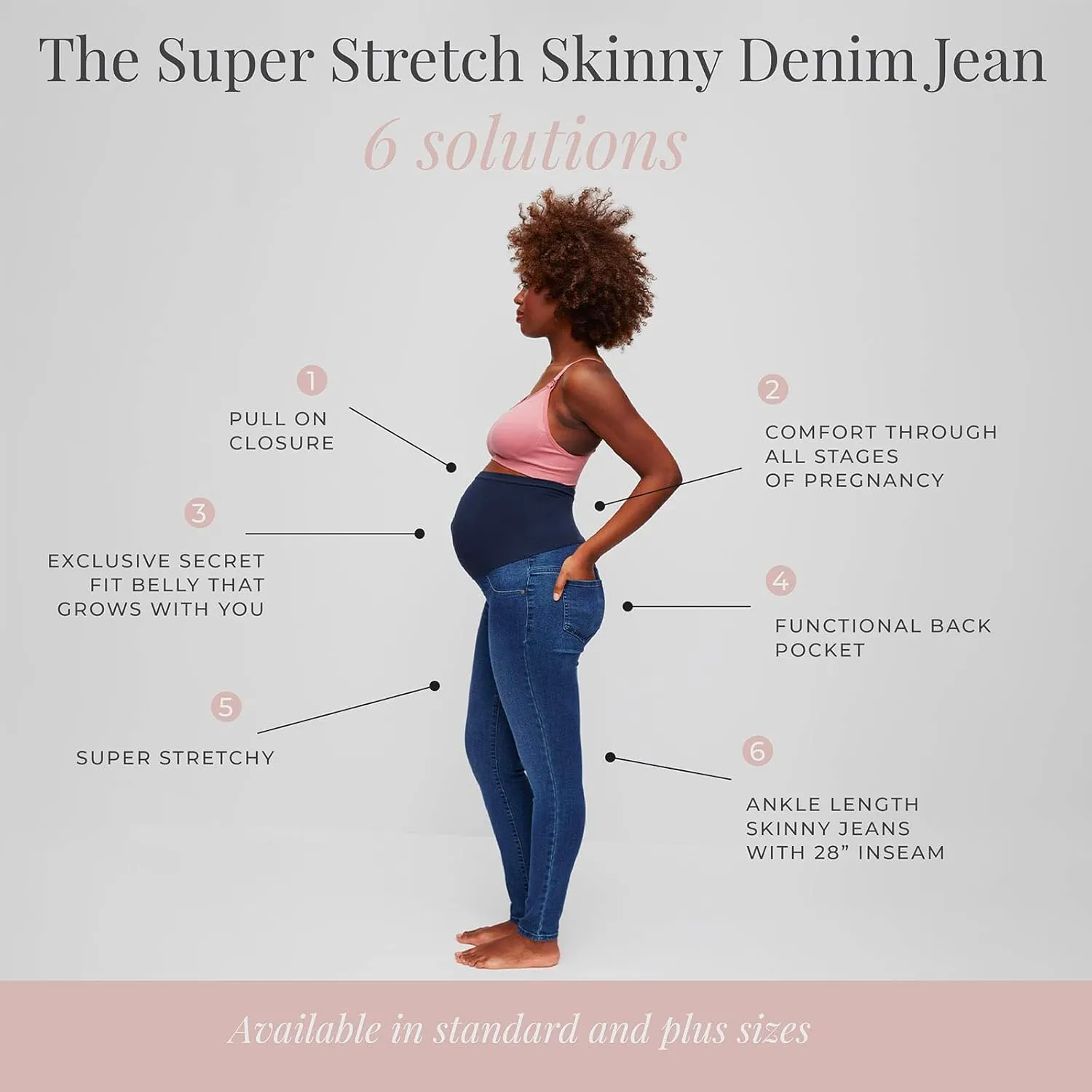 Motherhood Maternity Women's Super Stretch Secret Fit Over The Belly Skinny Ankle Length Jeans Indigo Blue