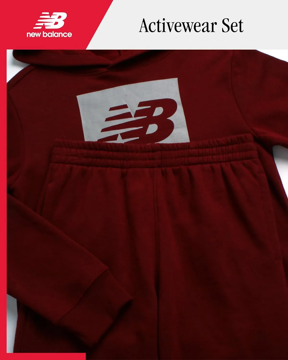 New Balance Boys' Sweatsuit Set - 2 Piece Cotton Blend Fleece Pullover Hoodie and Active Jogger Sweatpants for Boys (8-16)