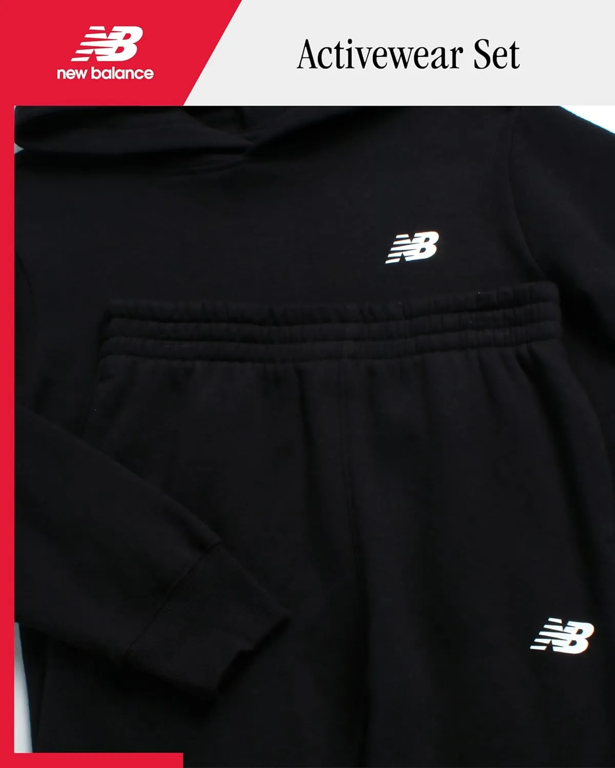 New Balance Boys' Sweatsuit Set - 2 Piece Cotton Blend Fleece Pullover Hoodie and Active Jogger Sweatpants for Boys (8-16)