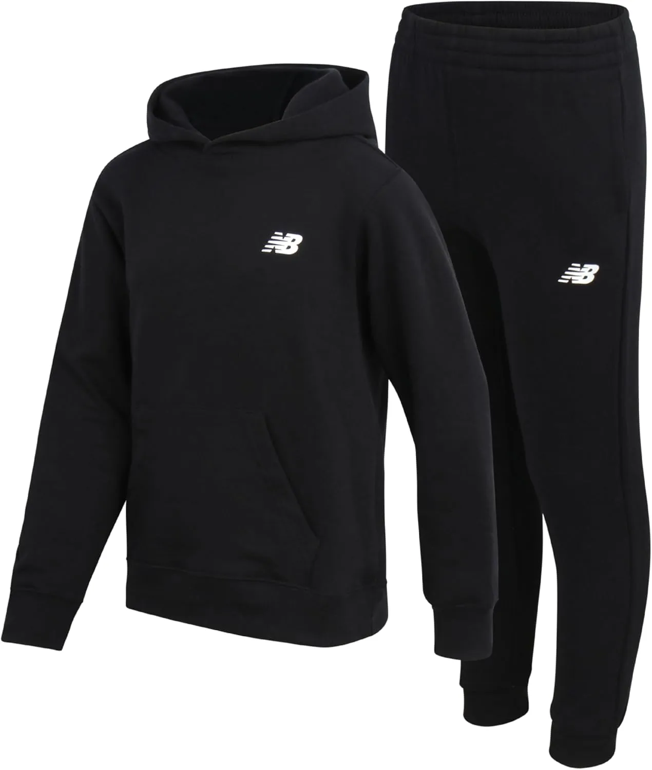New Balance Boys' Sweatsuit Set - 2 Piece Cotton Blend Fleece Pullover Hoodie and Active Jogger Sweatpants for Boys (8-16)