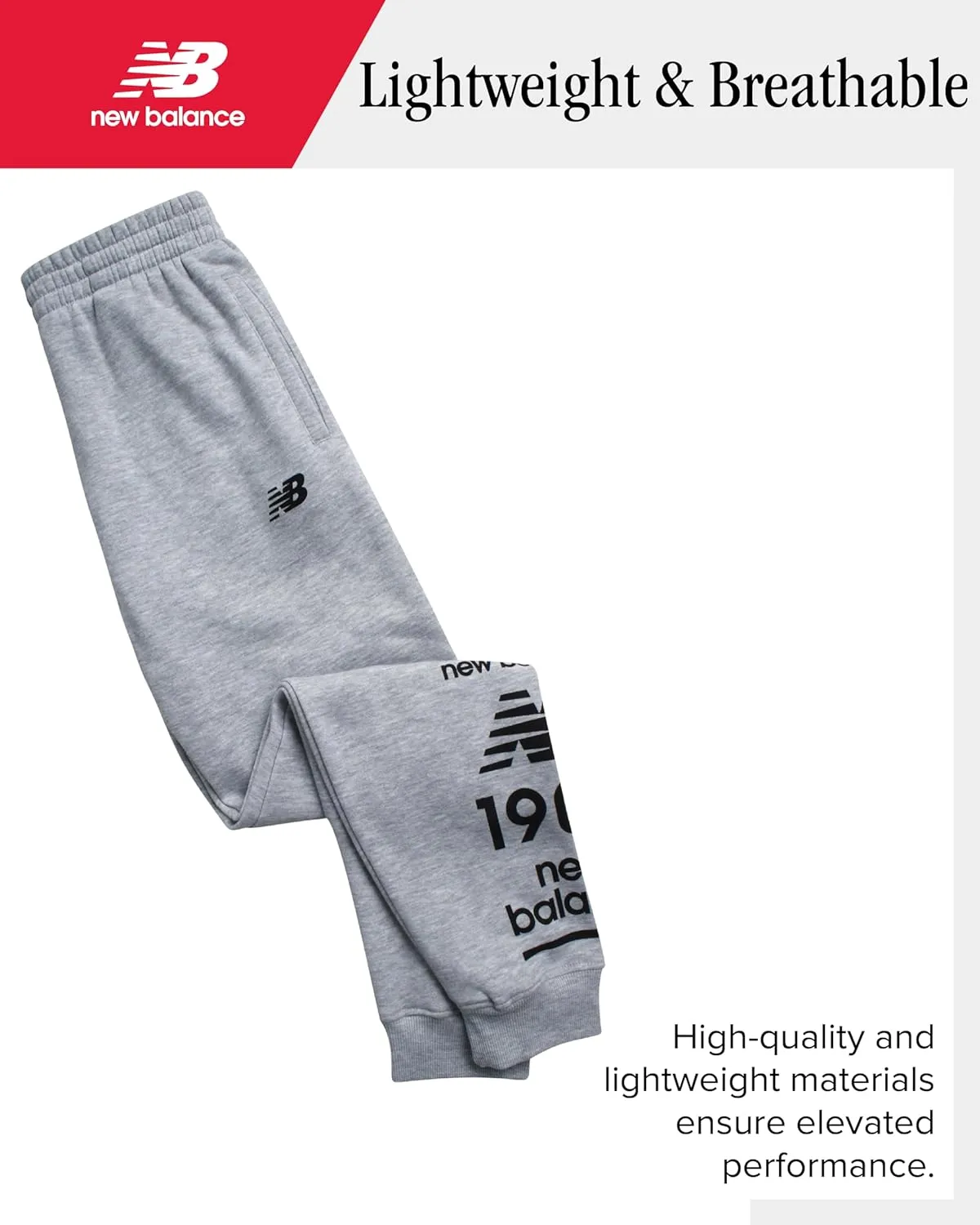 New Balance Boys' Sweatsuit Set - 2 Piece Cotton Blend Fleece Pullover Hoodie and Active Jogger Sweatpants for Boys (8-16)