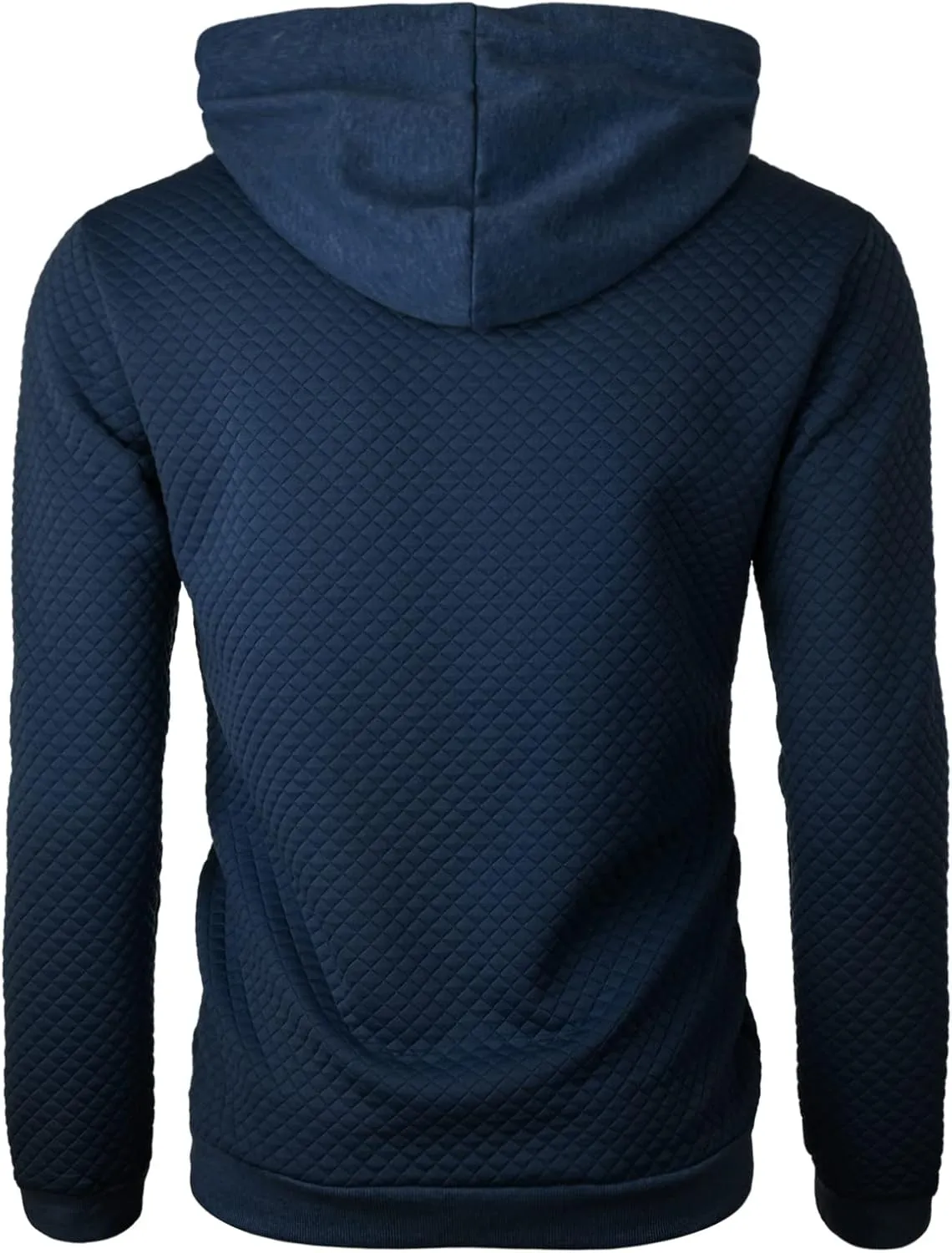 Ohoo Mens Slim Fit Quilted Pullover Hoodie Lightweight Long Sleeve