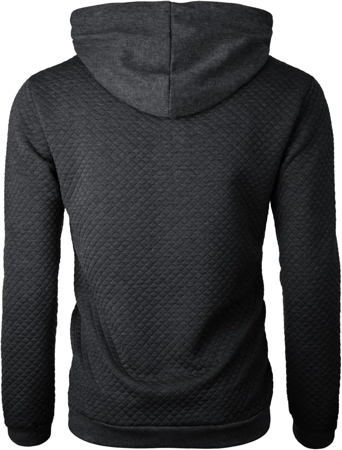 Ohoo Mens Slim Fit Quilted Pullover Hoodie Lightweight Long Sleeve