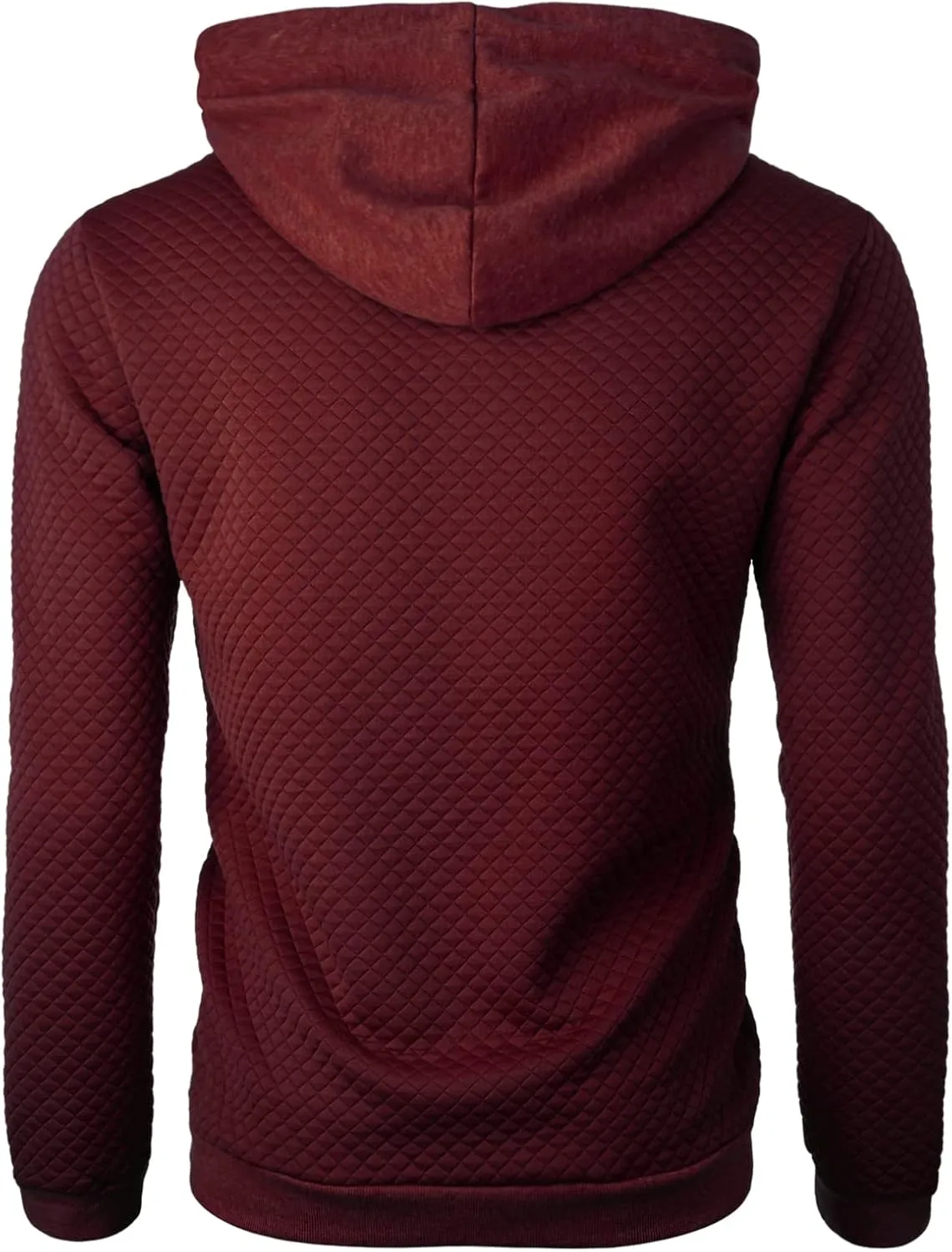 Ohoo Mens Slim Fit Quilted Pullover Hoodie Lightweight Long Sleeve