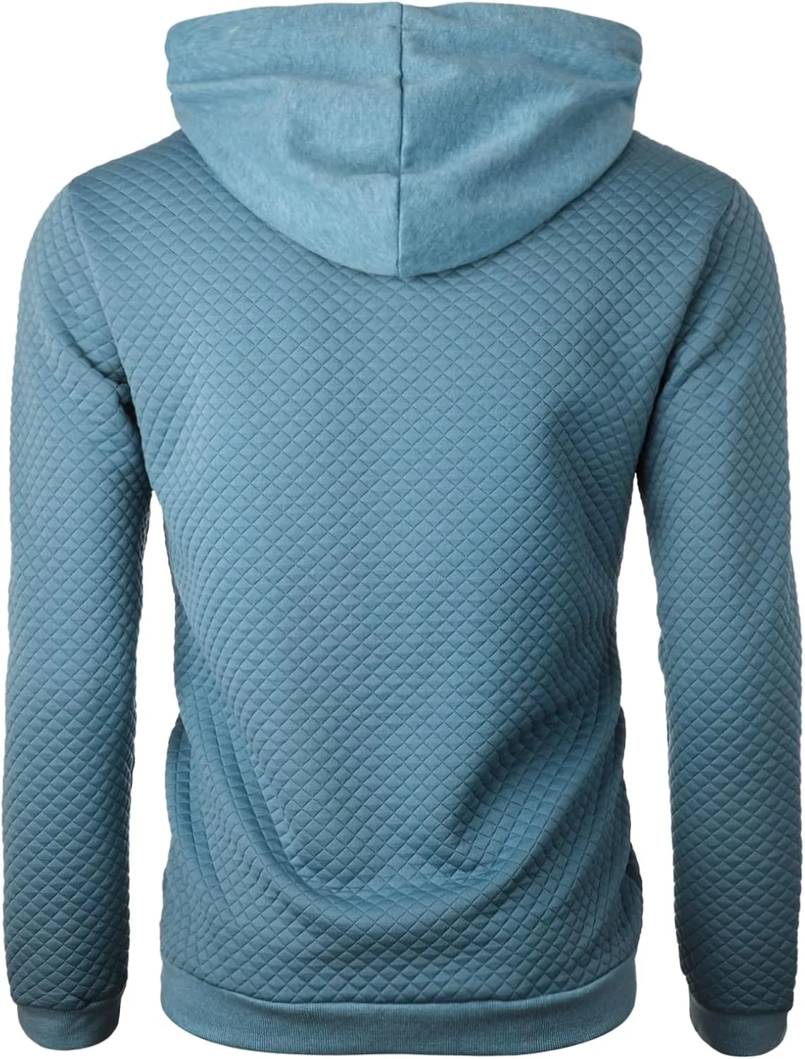 Ohoo Mens Slim Fit Quilted Pullover Hoodie Lightweight Long Sleeve