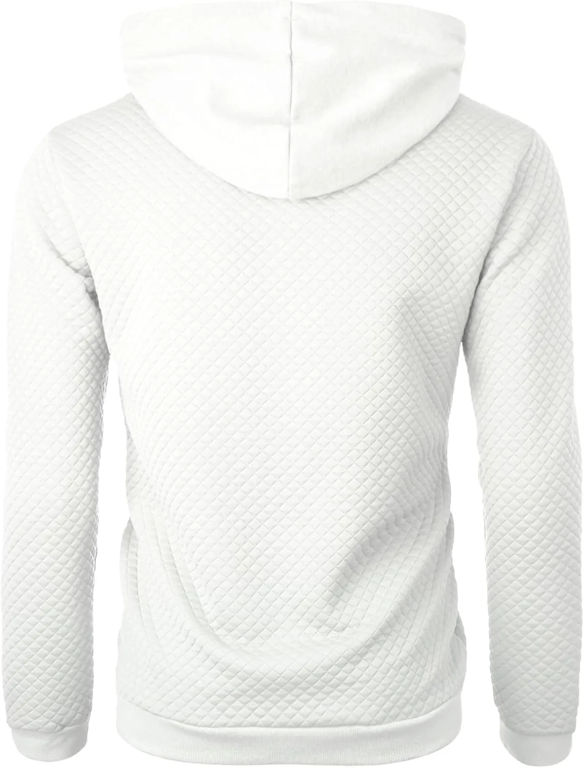 Ohoo Mens Slim Fit Quilted Pullover Hoodie Lightweight Long Sleeve