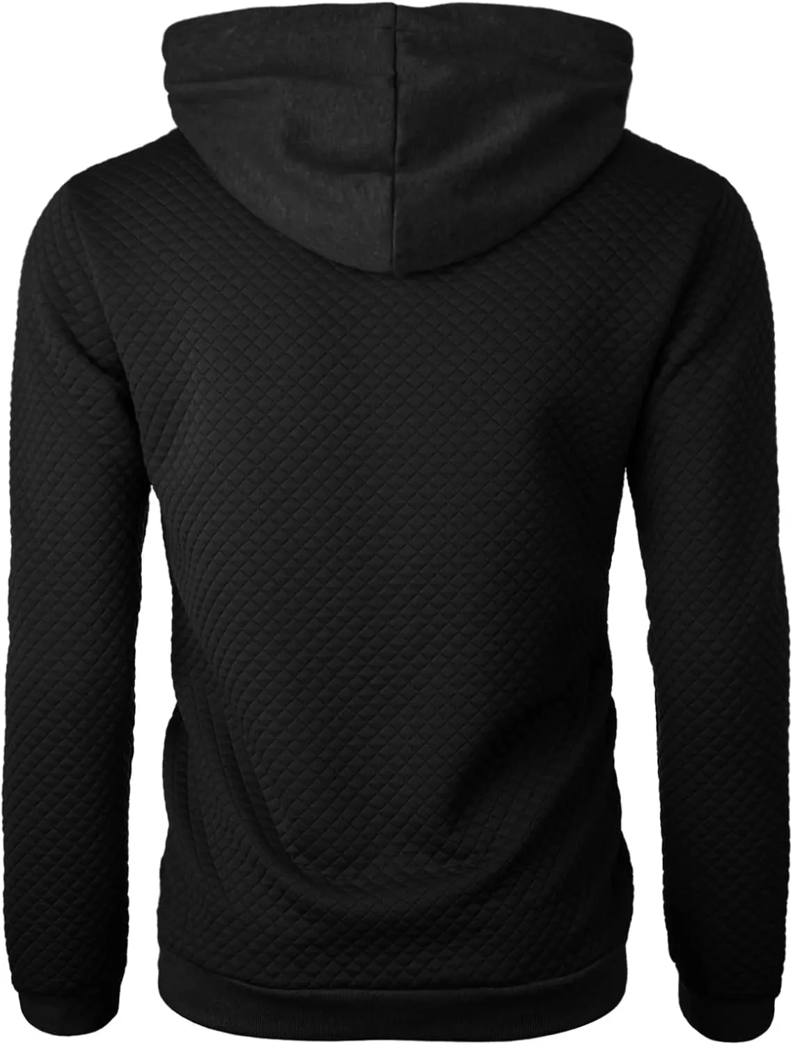 Ohoo Mens Slim Fit Quilted Pullover Hoodie Lightweight Long Sleeve
