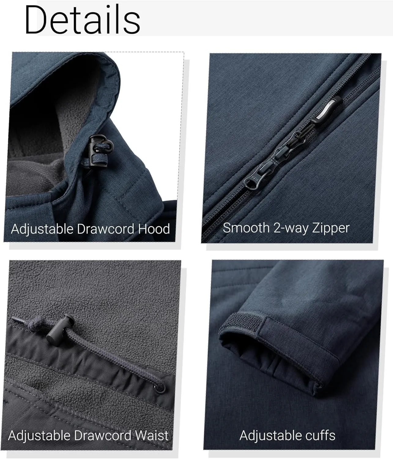 Outdoor Ventures Women's Softshell Jacket with Removable Hood Fleece Lined Windbreaker Insulated Long Warm Rain Jacket