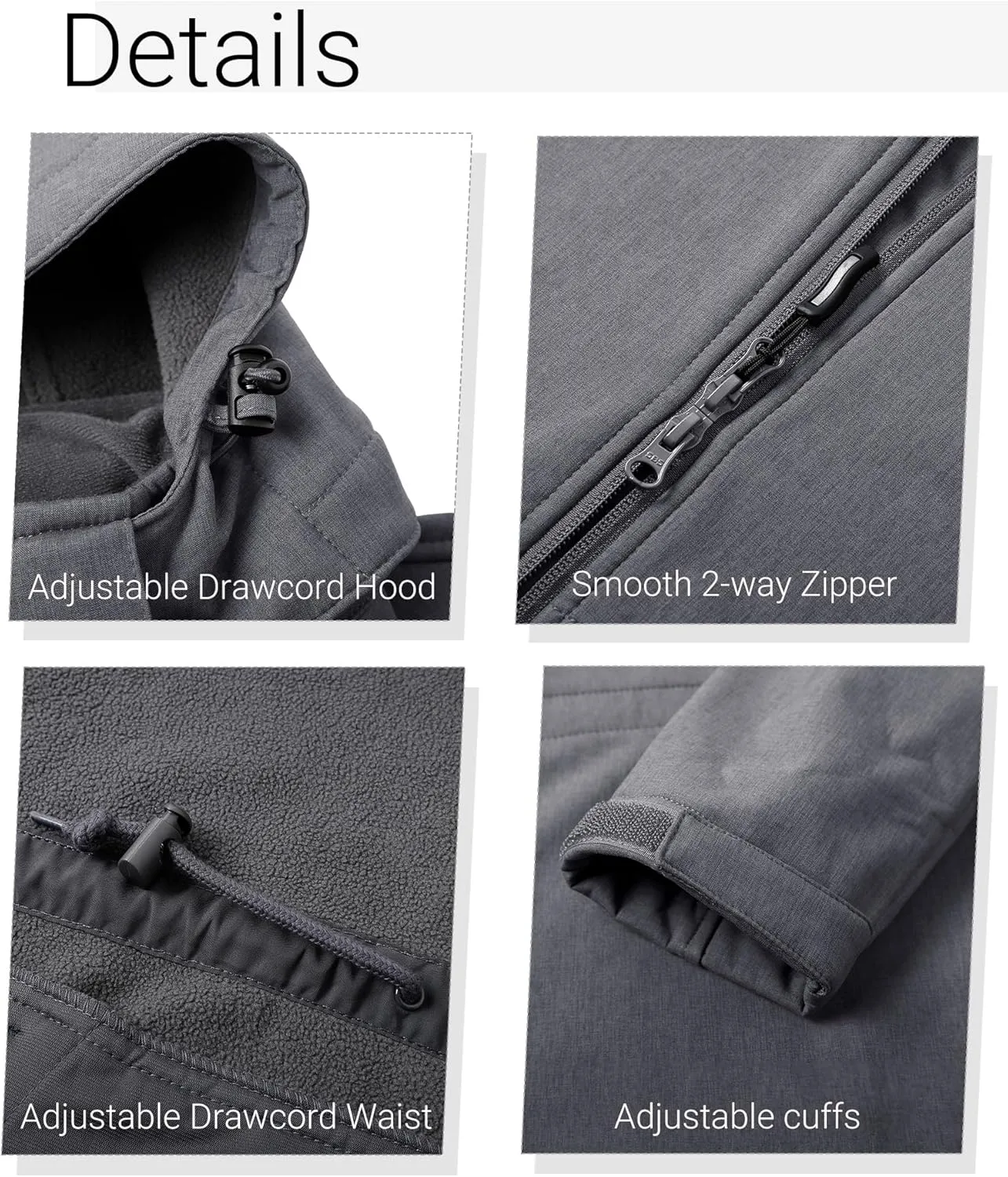 Outdoor Ventures Women's Softshell Jacket with Removable Hood Fleece Lined Windbreaker Insulated Long Warm Rain Jacket