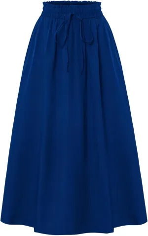 Palaver Long Skirt for Women Summer Floral Tiered Elastic High Waisted Maxi Skirts Vacation A-Line Flowy Swing Boho Skirts