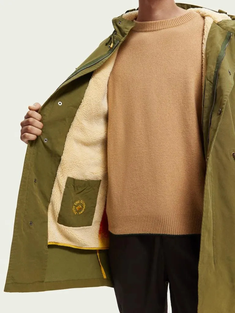 Parka jacket with teddy lining