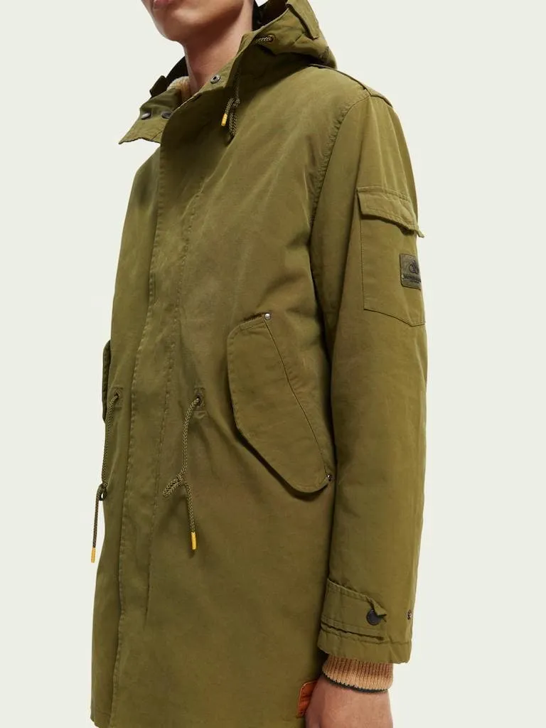 Parka jacket with teddy lining