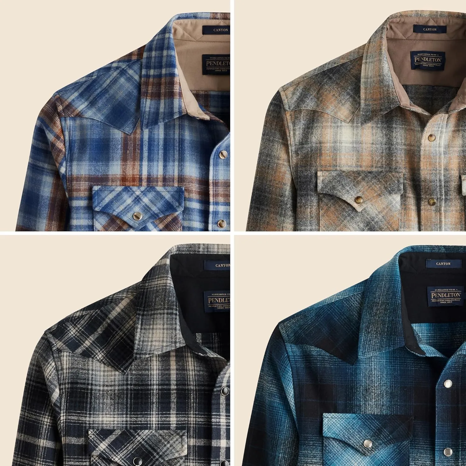 PENDLETON Canyon Mens Shirt, Flannel Shirt for Men, 100% Virgin Wool, Long Sleeve Shirt Men - Regular Fit