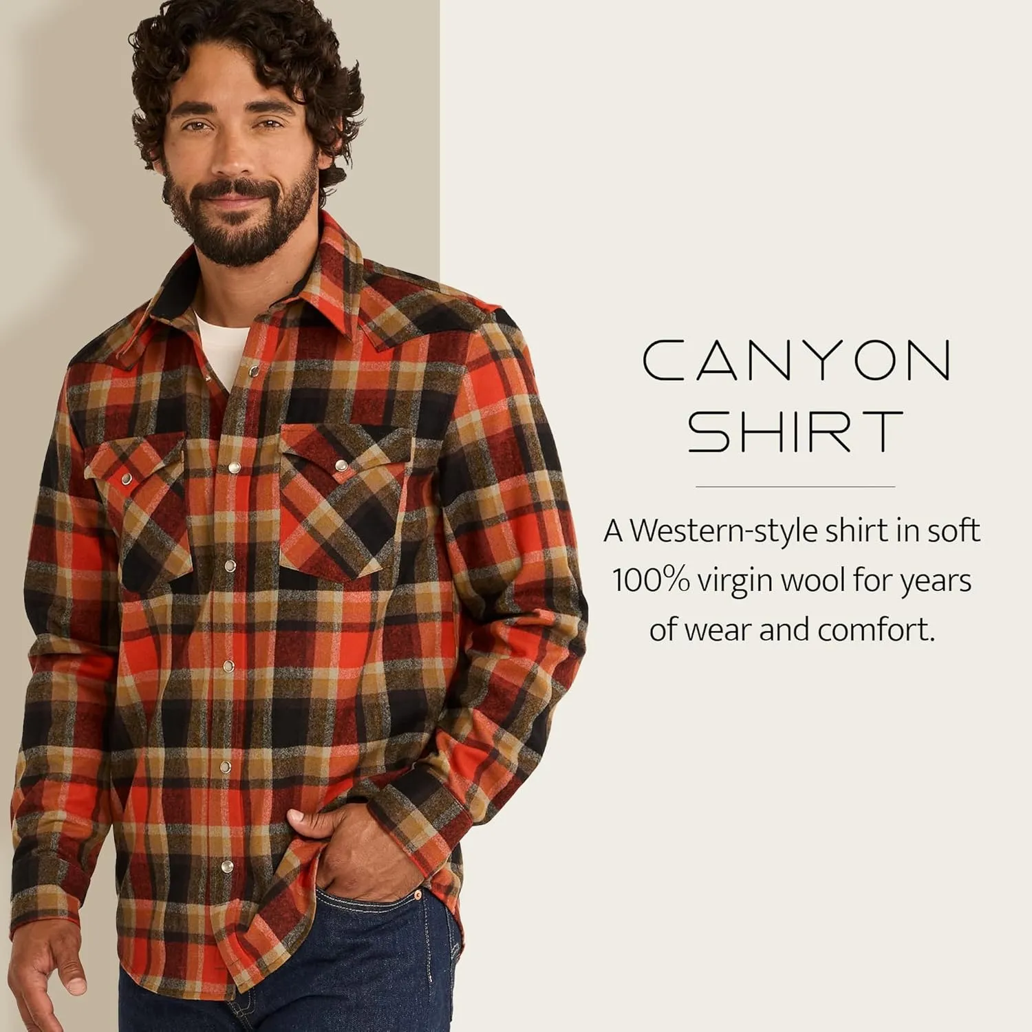 PENDLETON Canyon Mens Shirt, Flannel Shirt for Men, 100% Virgin Wool, Long Sleeve Shirt Men - Regular Fit