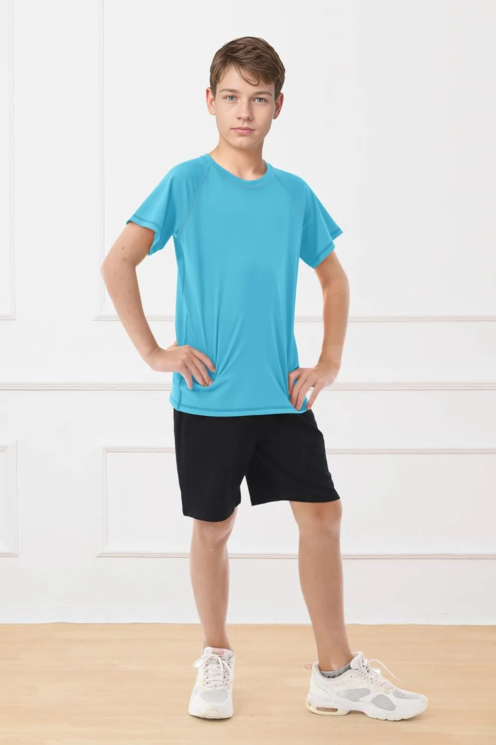 Poroka 3 Pack Boys Rash Guard UPF 50  Short Sleeve Sun Protection Swim Shirt with Quick Dry Swimwear