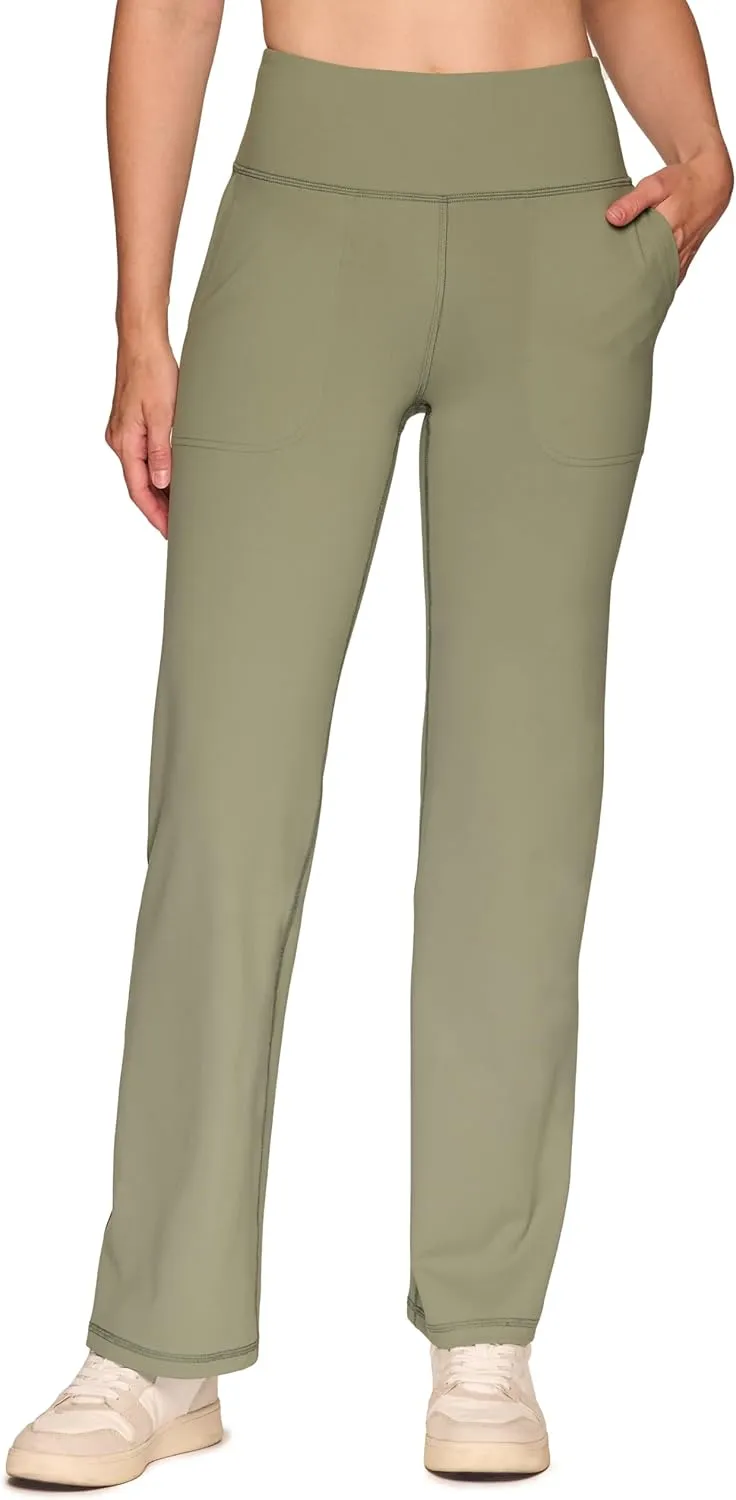 RBX Active Yoga Pants for Women, Tummy Control Boot Cut Flare Legging Lightweight Buttery Soft Sweatpants with Pockets