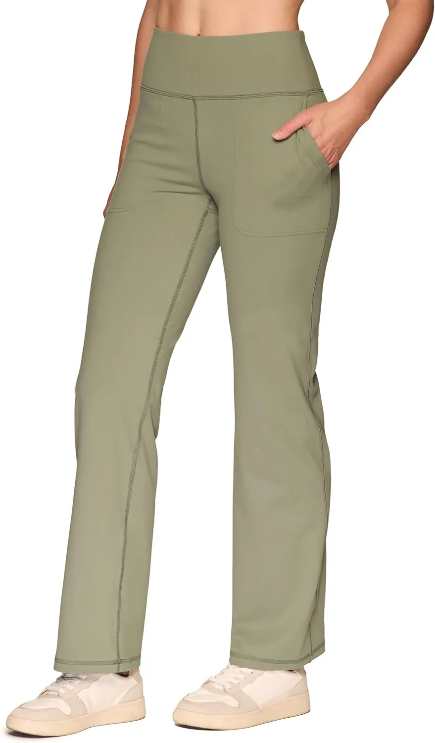 RBX Active Yoga Pants for Women, Tummy Control Boot Cut Flare Legging Lightweight Buttery Soft Sweatpants with Pockets