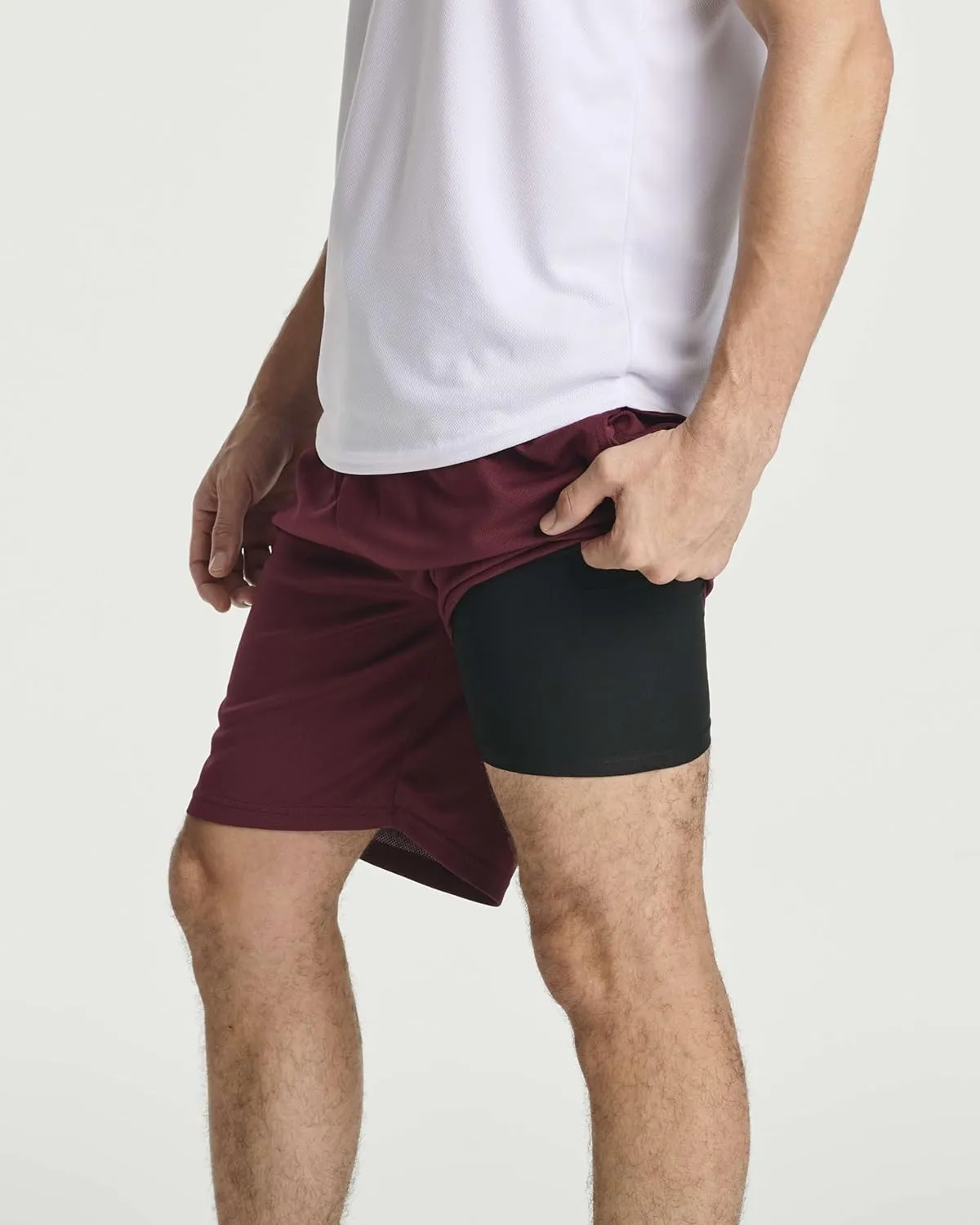 Real Essentials 3 Pack: Men's 2 in 1 Mesh 7" Running Workout Gym Shorts with Compression Liner (Available in Big & Tall)