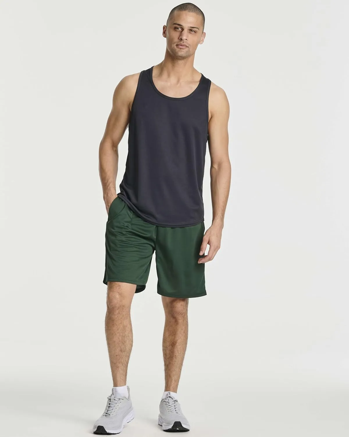 Real Essentials 3 Pack: Men's 2 in 1 Mesh 7" Running Workout Gym Shorts with Compression Liner (Available in Big & Tall)