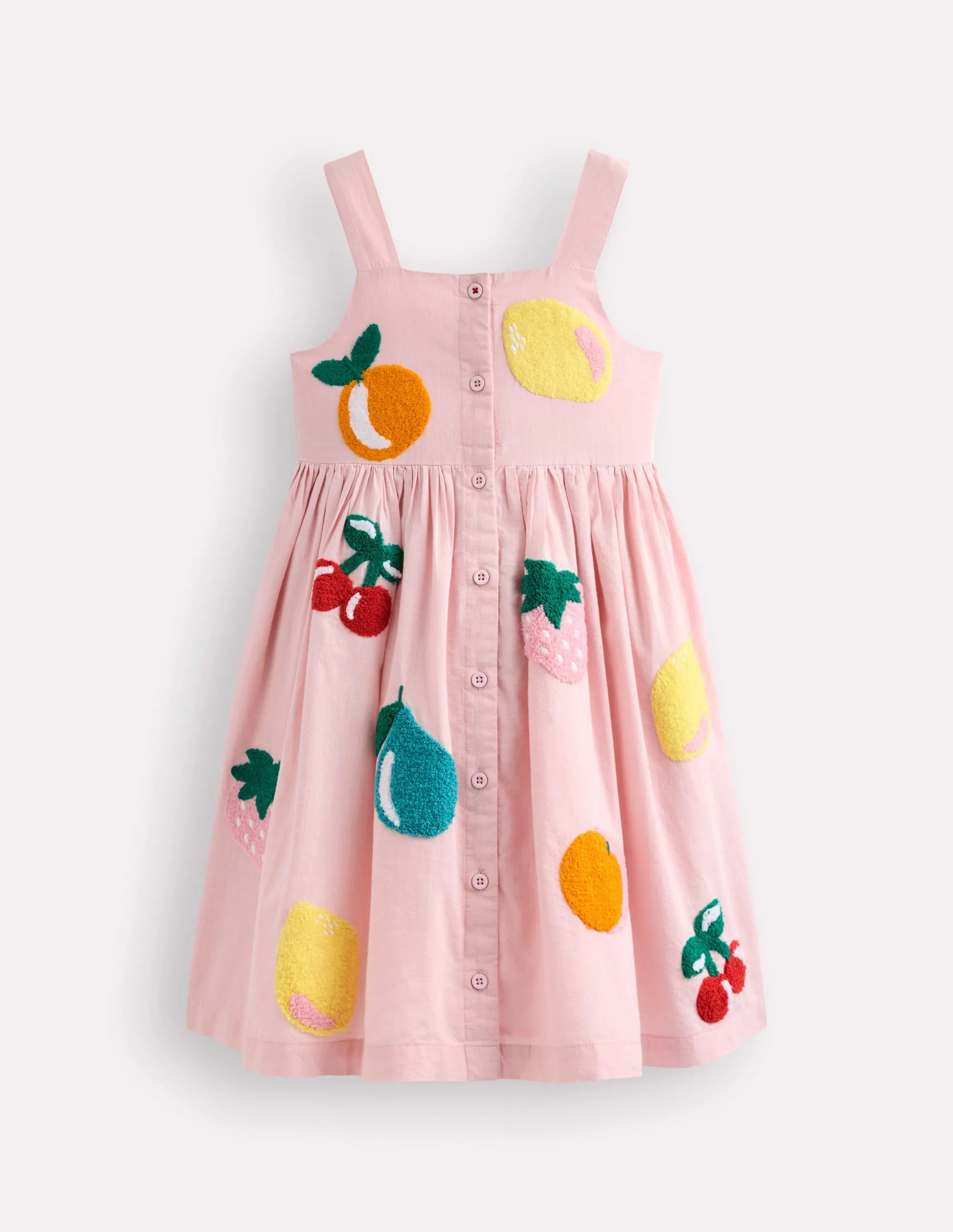 Remy Button Through Dress-Chalk Pink Boucle Fruit