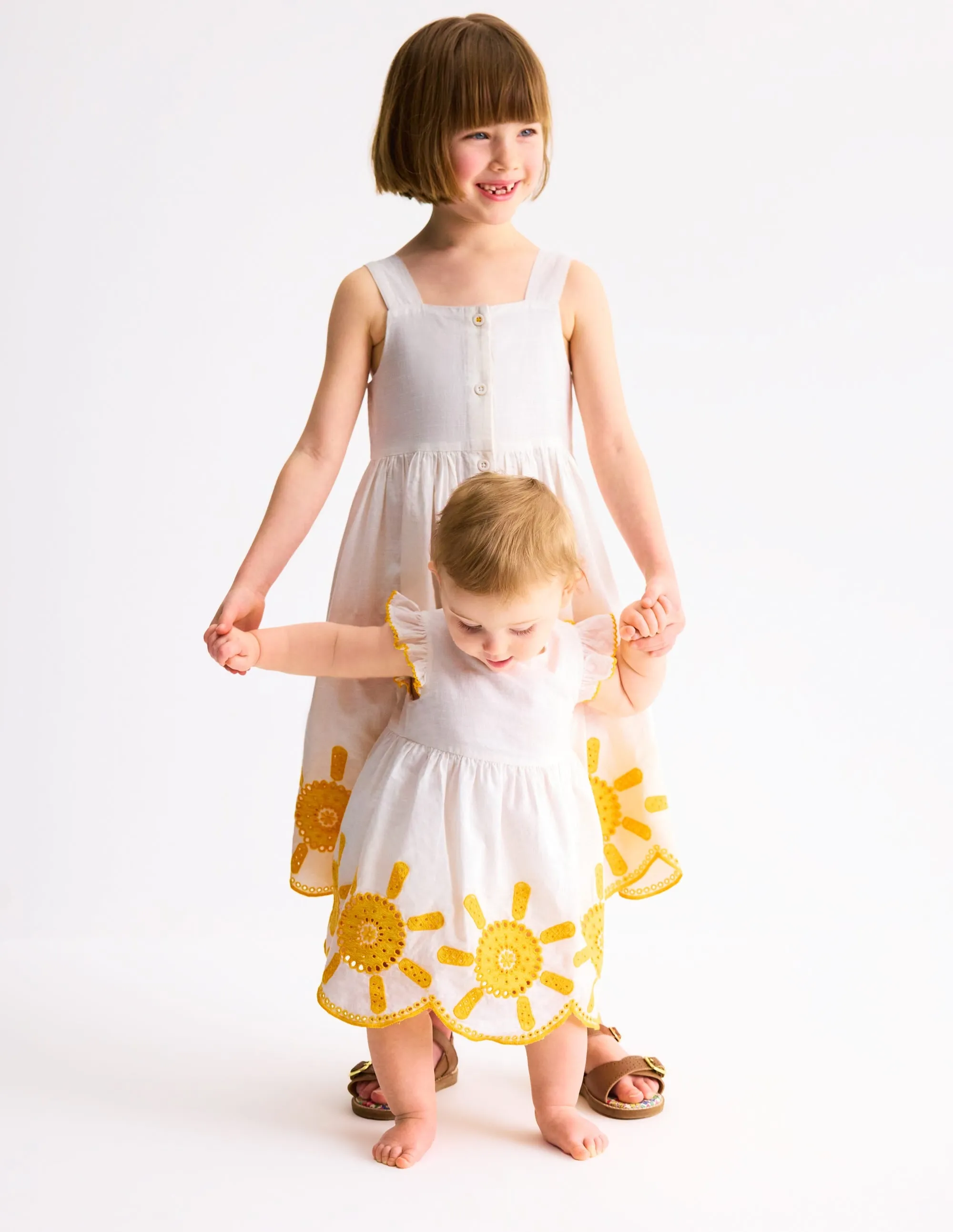 Remy Button Through Dress-Ivory Sunshine