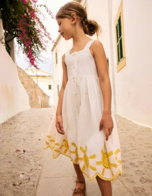 Remy Button Through Dress-Ivory Sunshine