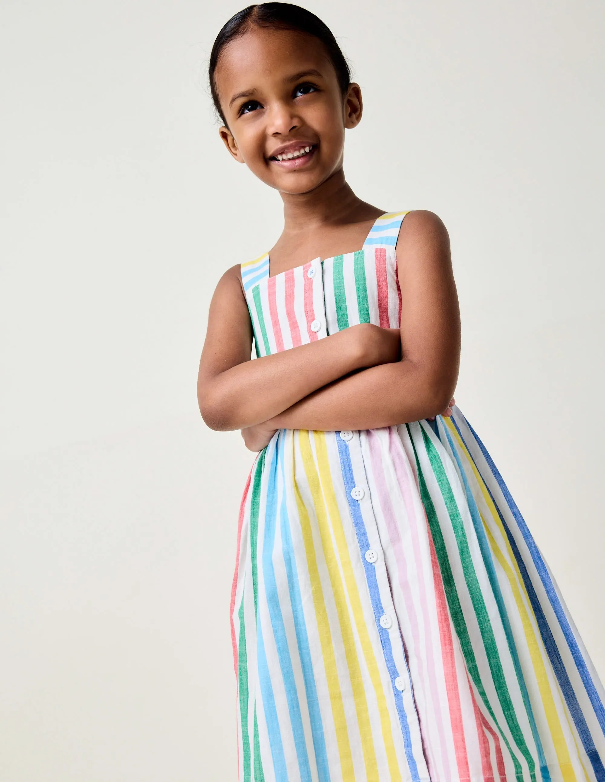 Remy Button Through Dress-Multi Stripe