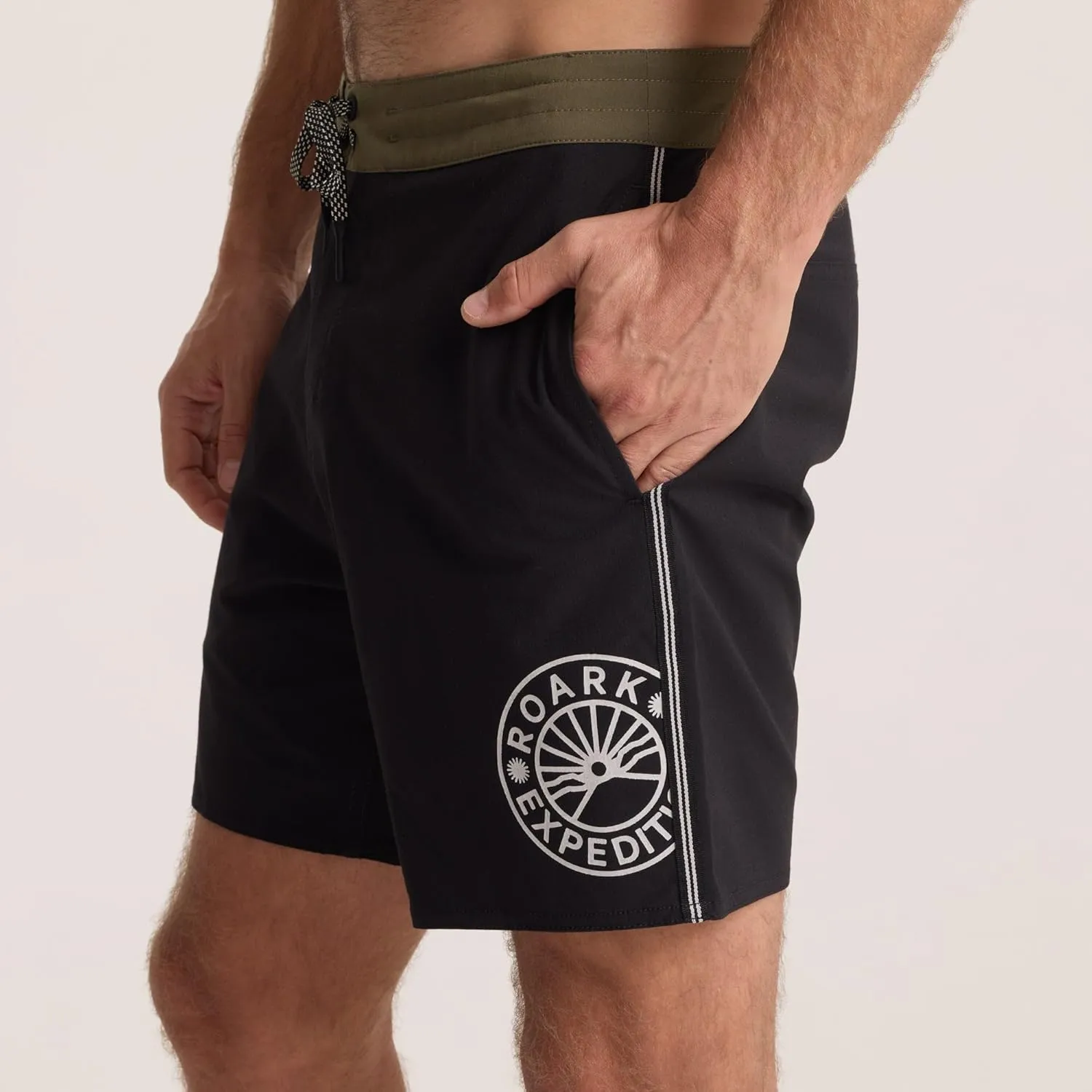 Roark Chiller Men's Swim Trunks  Quick-Dry Boardshorts with 4-Way Stretch, Hemp Blend Fabric, Pockets & Adjustable Waist
