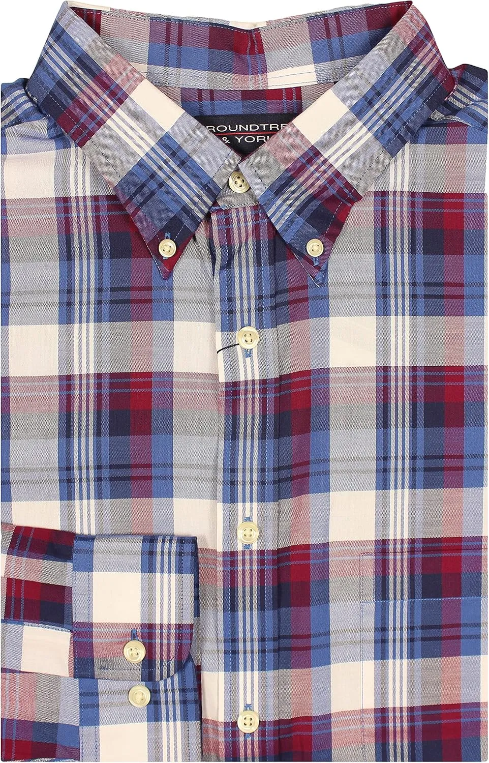 Roundtree & Yorke Lightweight Pinpoint Oxford Men's Long Sleeve Dress Shirt - Regular Sizes