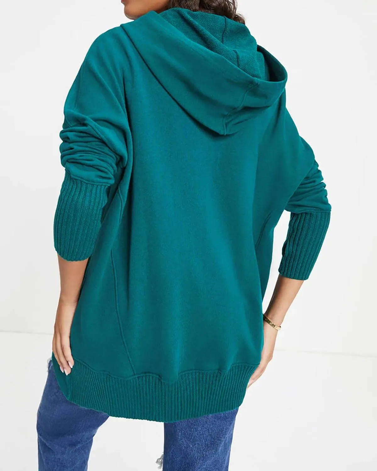 R.Vivimos Womens Oversized Sweatshirts Fall Essential Hoodies Pullover Cotton Long Sleeve Button Up Casual Tops with Pockets
