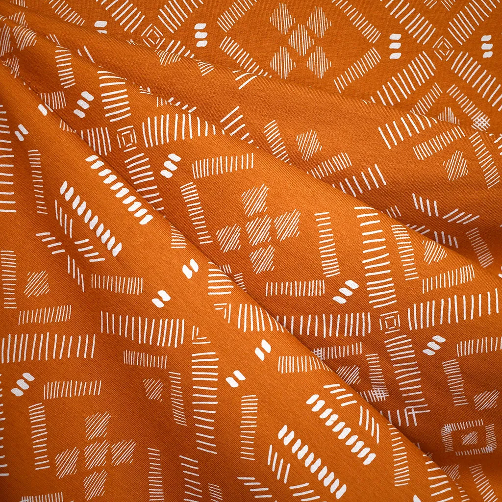 See You at Six Pattern Stripes Geometric French Terry Autumnal Brown