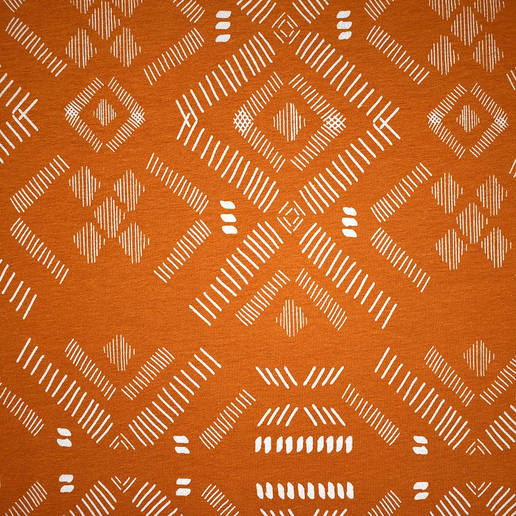 See You at Six Pattern Stripes Geometric French Terry Autumnal Brown