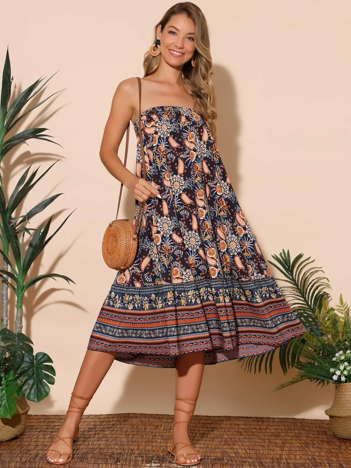 Seta T Women's Floral Skirts High Waist A Line Boho Maxi Skirt Ruffle Long Summer Skirt