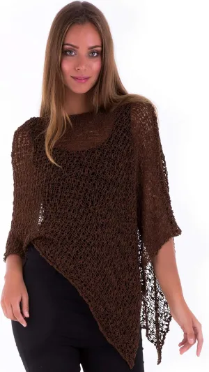 SHU-SHI Womens Sheer Popcorn Poncho Shrug Lightweight Knit Summer Cape