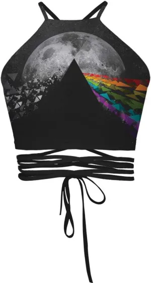 Sister Amy Women's Halter Cross Back Boho Bandage Tank Camis Crop Top Vest