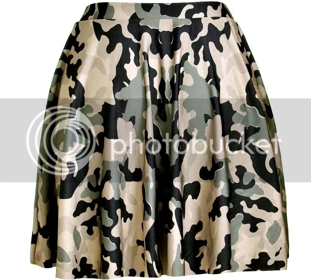 Sister Amy Women's Pleated Elastic Waist Band Flared Printed Midi Skater