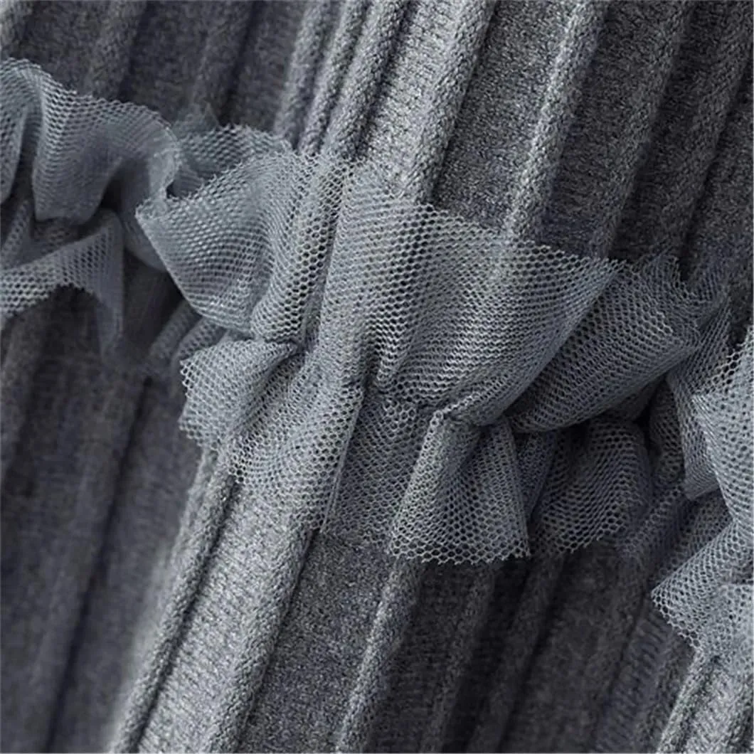 Skirts for Women Lace Ruffle Knitted Midi Pleated Skirt Women High Waist Umbrella Solid A-Line Long